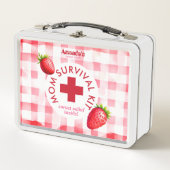 Moeder Survival Kit Aardbei Gingham Nieuw Baby Gif (Voorkant)