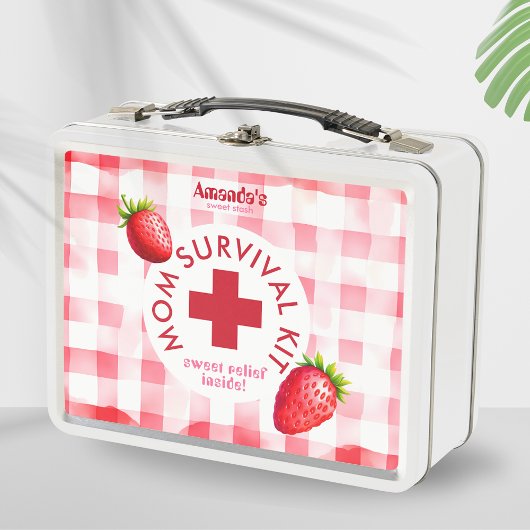 Moeder Survival Kit Aardbei Gingham Nieuw Baby Gif