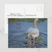 Moeder Swan Baby Cygnets Water Change of Address Aankondigingskaart (Voorkant / Achterkant)
