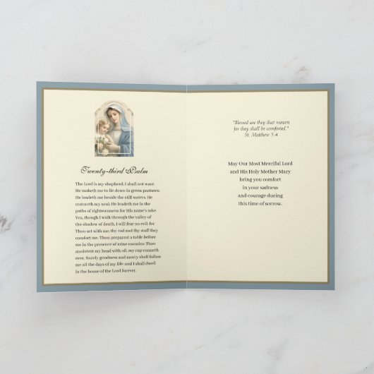 Moeder Sympathie Condoleance Maagd Maria Jezus Kaart (Binnen)