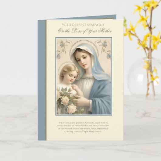 Moeder Sympathie Condoleance Maagd Maria Jezus Kaart (Gele Bloem)