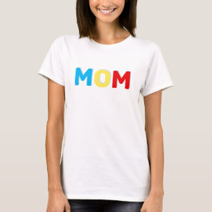 Moeder tekst in blauwe rode en gele kleuren T-shir T-shirt