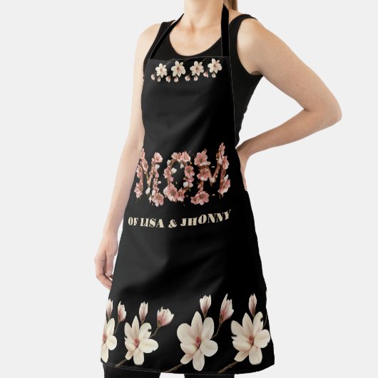 Moeder Tekst met bloesems en Kind Namen Schort (Insitu)