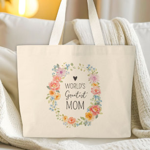 Moeder ter Wereld Moederdag Kleurrijke Bloemen Cus Grote Tote Bag