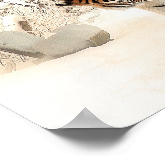 Moeder Tiger en Cub in de Snowy-Bossen Poster (Hoek)