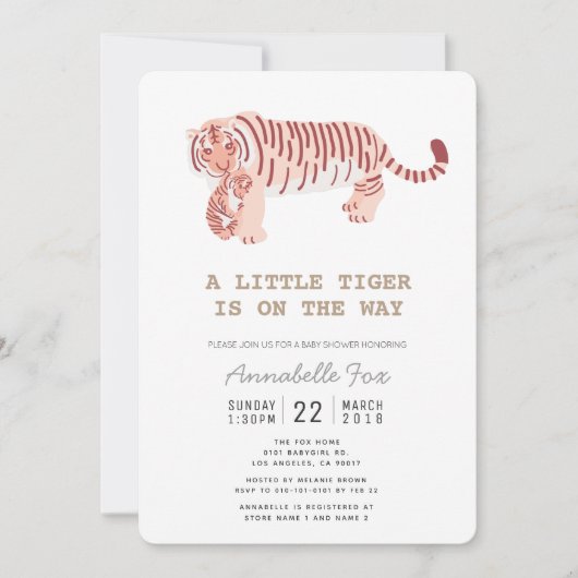 Moeder Tijger Cub Geslacht Neutraal Baby shower Ka Kaart (Voorkant)