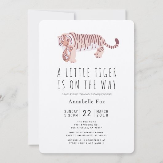 Moeder Tijger & Cub Kraft Papier Baby shower Uitno Kaart (Voorkant)