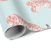 Moeder Tijger & Cub Patroon Baby Blauw Wrapping Pa Cadeaupapier (Rol Hoek)