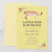 Moeder Tijger Draag Cub Geel Baby shower Uitnodigi Kaart (Voorkant / Achterkant)