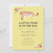 Moeder Tijger Draag Cub Geel Baby shower Uitnodigi Kaart (Voorkant)