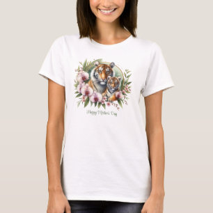 Moeder Tijger met baby tropische orchidee Moederda T-shirt