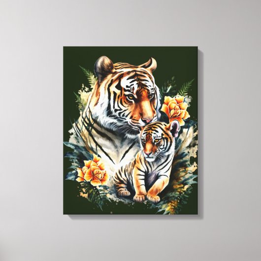 Moeder Tijger met haar Cub Canvas Print (Voorkant)