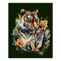 Moeder Tijger met haar Cub Glossy Poster