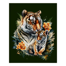 Moeder Tijger met haar Cub Glossy Poster