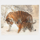 MOEDER TIJGER met HAAR WELP Fleece Deken (Voorkant (Horizontaal))