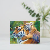 Moeder tijger met klimmen en teitten op Baby Briefkaart (Staand voorkant)