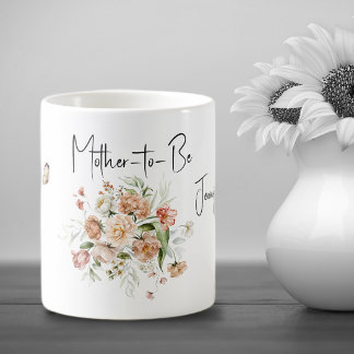 Moeder-tot-worden-beker met zachtroze boeket koffiemok