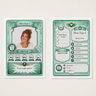 Moeder Trading Card in Mintgroene Mania Visitekaartje