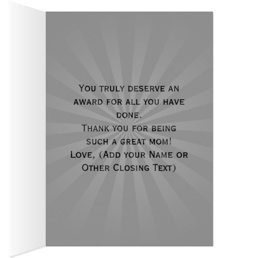 Moeder Trofee Award, Moederdag Kaart (Binnen (Rechts))