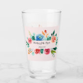 Moeder Trouwen Roze Bloemen Glas Cup (Achterkant)