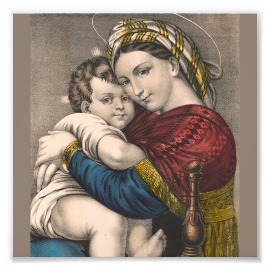 Moeder trouwt met baby Jezus Foto Afdruk (Voorkant)