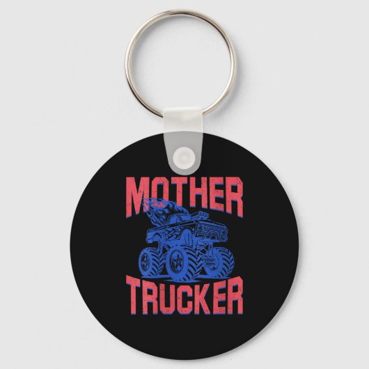 Moeder trucker moeder van jongens monstertruck vro sleutelhanger (Voorkant)