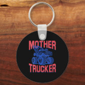 Moeder trucker moeder van jongens monstertruck vro sleutelhanger (Voorkant)