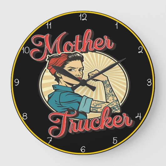 Moeder Trucker: Rosie de Riveter Grote Klok (Voorkant)