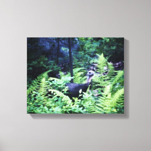 Moeder Turkije in Ferns Wrapped Canvas Afdruk (Voorkant)