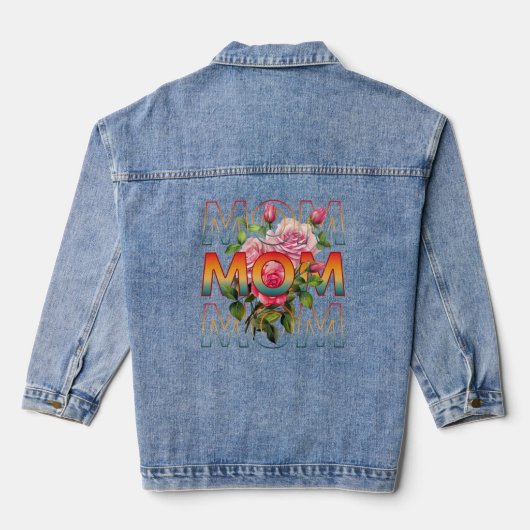 Moeder Typografie En Rozen Denim Jacket (Achterkant)