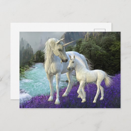 Moeder Unicorn en Foal Baby Briefkaart (Voorkant / Achterkant)