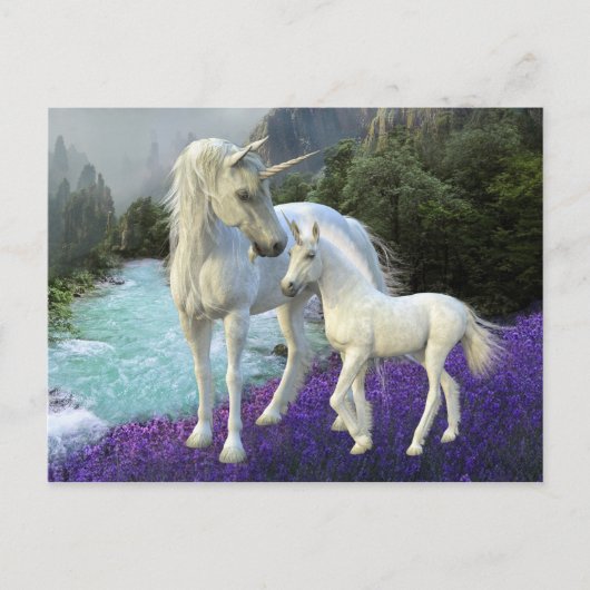 Moeder Unicorn en Foal Baby Briefkaart (Voorkant)