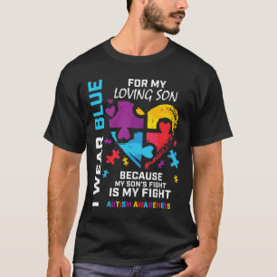 Moeder Vader Hart Puzzel Ik Draag Blauw Voor Mijn T-shirt