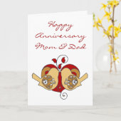 Moeder & Vader trouwdag vogels met bloemhart Kaart (Gele Bloem)