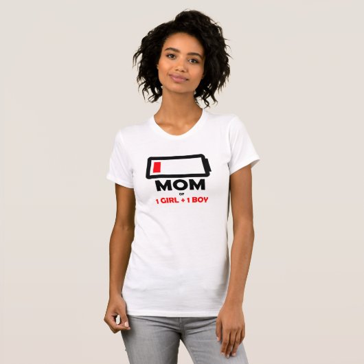 Moeder van 1 Meisje 1 Jongen Moederdag Moeder van  T-shirt (Voorkant volledig)