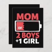 Moeder van 2 Jongens 1 Meisje Zwangerschap Moederd Feestdagenkaart (Voorkant / Achterkant)