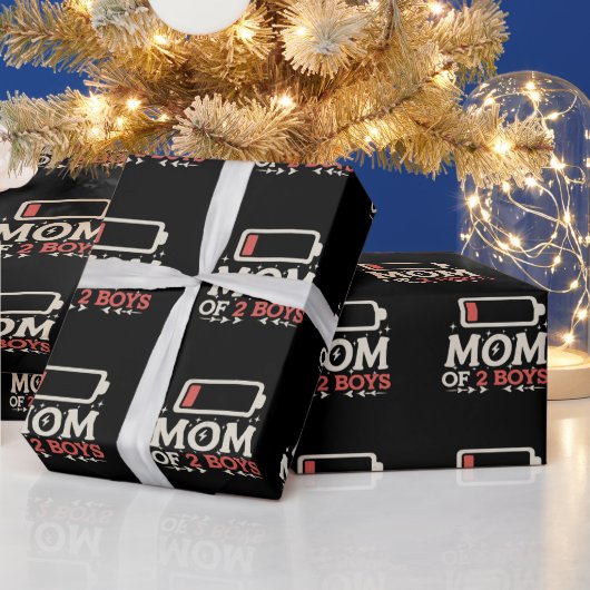 Moeder van 2 jongens Lage Batterij Grappige Moeder Cadeaupapier (Feestdagen)