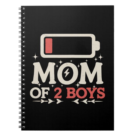 Moeder van 2 jongens Lage Batterij Grappige Moeder Notitieboek (Voorkant)