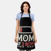 Moeder van 2 jongens Lage batterij Grappige Moeder Schort (Gedragen)