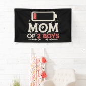 Moeder van 2 jongens Lage batterij Grappige Moeder Spandoek (Insitu)