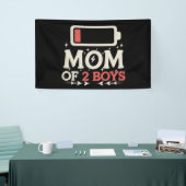 Moeder van 2 jongens Lage batterij Grappige Moeder Spandoek (Beurs)