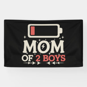 Moeder van 2 jongens Lage batterij Grappige Moeder Spandoek