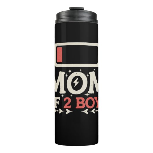 Moeder van 2 jongens Lage batterij Grappige Moeder Thermosbeker (Voorkant)