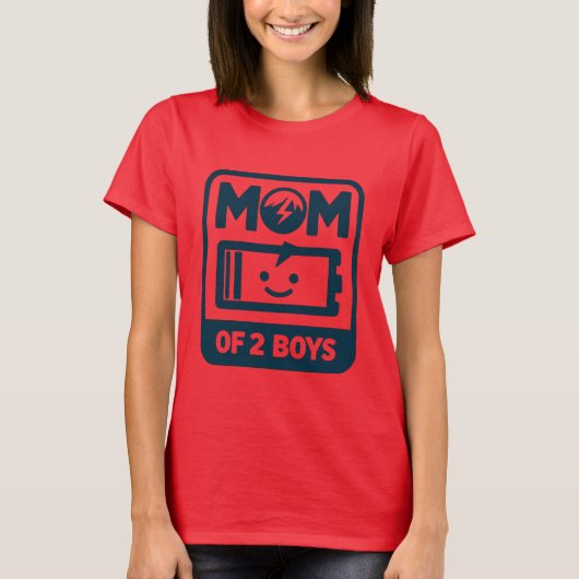 Moeder van 2 Jongens Low Battery - Humorous Mother T-shirt (Voorkant)