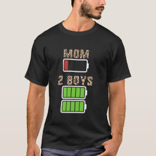 Moeder van 2 Jongens Moederdag Tweeling Zoon Moede T-shirt