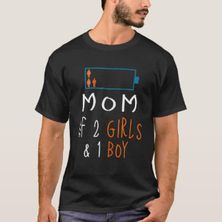 Moeder van 2 Meisjes 1 Jongen Moederdag T Shirt