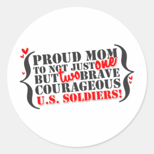 Moeder van 2 Soldaten Ronde Sticker