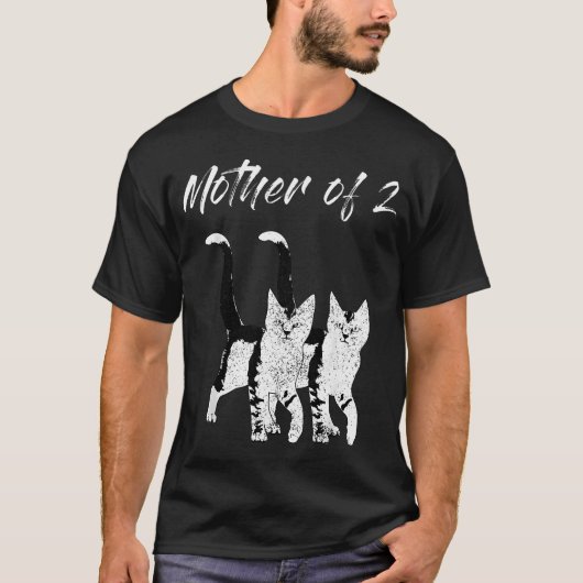 Moeder Van 2 Twee Katten Kitten Moeder Gekke Katvr T-shirt (Voorkant)