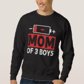Moeder Van 3 Jongens Lage Batterij Mama Moederdag Trui (Voorkant)