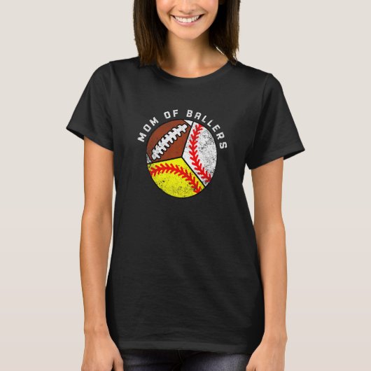 Moeder Van Ballers  Honkbal Softbal Voetbal Moeder T-shirt (Voorkant)